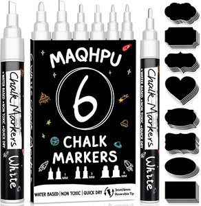 Weiß Kreidestifte für Fenster & Tafel Abwaschbar, 6 Stück Kreidemarker und 45pcs - Bild 1 von 7