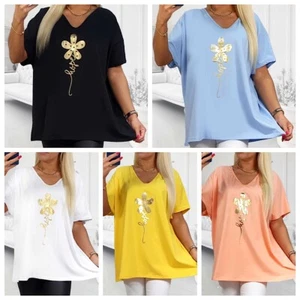 T-shirt donna, camicetta, taglia 50/52, 54/56, cotone, nuova con etichetta - Foto 1 di 11