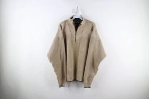 Vtg 90s Eddie Bauer Mens Large Heavyweight Cotton Ribbed Knit Half Zip Sweater - Picture 1 of 8