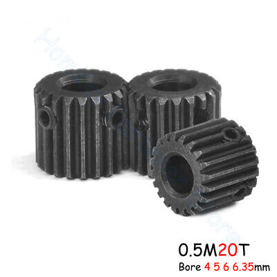 Mod 0.5 Spur Gear Bore 4 5 6 6.35mm 45# Steel Transmission Gears 20 Tooth Pinion • 2.88£