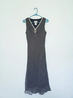 I.C.E. de colección Vestido midi para mujer 8 100 % seda geométrico Y2K ojo de cerradura oficina carrera  Foto 1 de 4