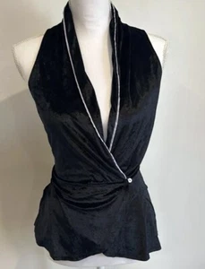 Intimately Free People Black Late Night Velvet Wrap Vest Top Women's Size Small - Picture 1 of 5