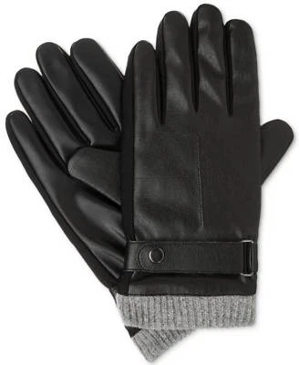 $75 Isotoner Hombres Imitación Cuero Guantes Negro Pantalla Táctil Invierno Conducción Talla L Foto 1 de 2