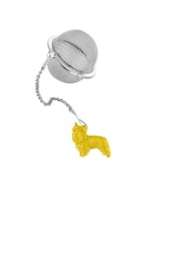D6 Yorkshire Terrier Gold Chrom 2 Zoll Teekugel Netz Ei Edelstahl Sieb - Bild 1 von 1