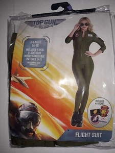 Top Gun Maverick Flight Suit Costume Patches Olive Green Women's XL 14-16 NEW - Picture 1 of 5