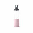 EMSA Drink2Go Glass Trinkflasche Wasser Flasche Glas Silikon Puder-Rosa 0.7 L