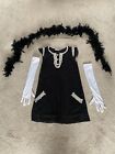 1920/30S Style Charleston Flapper Dress Outfit Gloves, Headband & Feather Boa