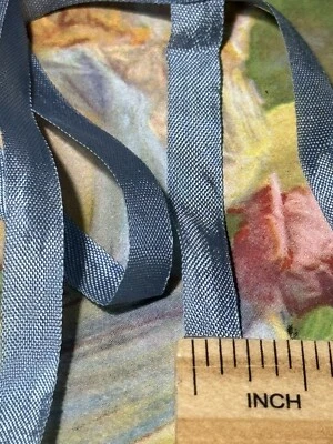 Cinta fina vintage de seda y rayón 1/4" con azul francés por yarda Foto 1 de 4