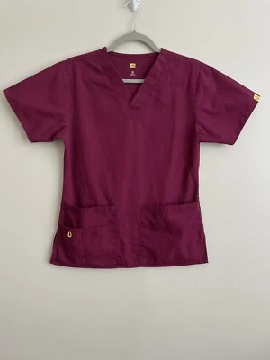 Wonderwink Women’s Scrub Top Burgundy Style # 6016 XS Shirt Sleeve - Imagem 1 de 4