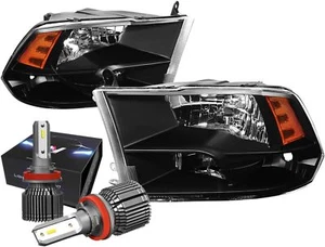 FAROS NEGROS CON BOMBILLAS LED IZQUIERDA + DERECHA APTOS PARA RAM 1500 2500 3500 2009-2018 - Imagen 1 de 7