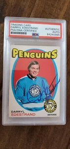 1971-72 OPC SIGNED AUTO ROOKIE CARD DARRYL EDESTRAND PENGUINS BRUINS PSA DNA 187 - Picture 1 of 1