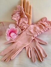Vintage 1950’s Dress Gloves Sz  6 1/2 Nylon Louis Fiscal Canada Pink