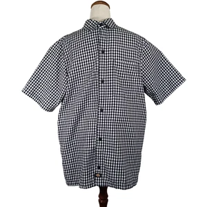 Dickies Shirt Men's M Medium Black White Check Gingham Plaid Flannel Button Up - Picture 1 of 10