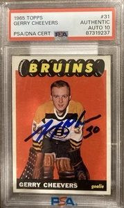 Gerry Cheevers 1965 Topps #31 Rookie Card PSA DNA Authentic Auto 10 HOF Bruins - Picture 1 of 2