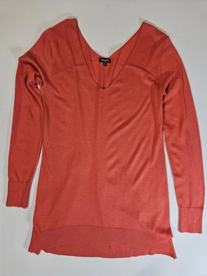 Espléndido Suéter Mujer Pequeño Rojo Cuello en V Ligero Pullover Mezcla Cachemira Foto 1 de 4