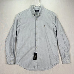 Camisa Polo Ralph Lauren Para Hombre Mediana Calce Clásico Rayas Botón Manga Larga Nueva con Etiquetas - Imagen 1 de 12