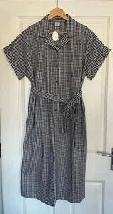 NEW Vintage Size 18 Angela Gore Cotton Shirt Dress Black And White Gingham - Picture 1 of 11