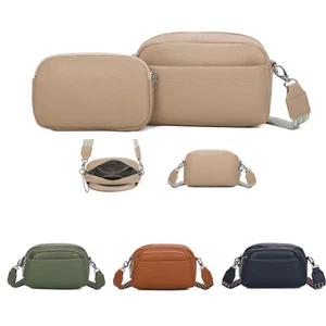 Kleine Umhängetasche Messenger-Kombination Damen Kunstleder Canvas Riemen - Bild 1 von 24