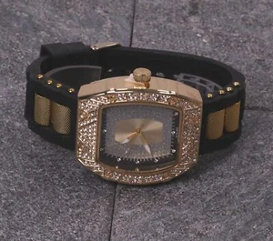Men's Iced Bezel Silicone Band GP Montres Carlos Watch - Picture 1 of 8