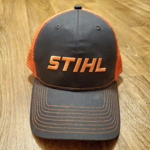 Stihl Hat Snapback Mesh Men Neon Orange Gray Official Apparel Outdoor - Picture 1 of 7