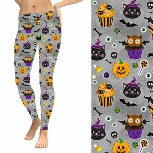 Halloween Black Cat Candy Corn Women's Leggings w/ Pocket TC2 Ex Plus Size 20-24 - Picture 1 of 2