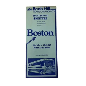 Folleto de transporte turístico vintage de Boston Brush Hill Transportation Co años 80 - Imagen 1 de 5