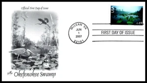 2007 Okefenokee Swamp FL Sc C142 airmail 69c FDC with ArtCraft cachet - Picture 1 of 1