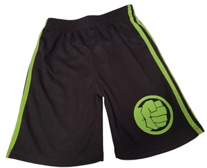 Marvel Avengers Boy's Black Mesh Shorts With Fist of Hulk Print Size 7 New - Picture 1 of 5