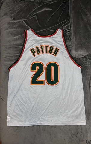 GARY PAYTON Champion SEATTLE SUPERSONICS Reversible Jersey 48 NBA Schrempf Kemp Cover
