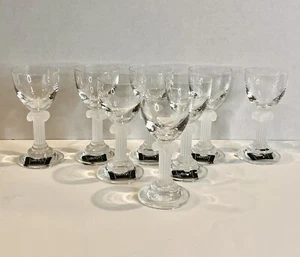 Set of 8 Mikasa Parthenon Frosted Column Crystal 4 7/8” Cordial Liquor Glasses - Picture 1 of 7