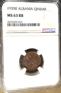 1935 R Albania Qindar AR NGC MS 63 RB - Picture 1 of 2