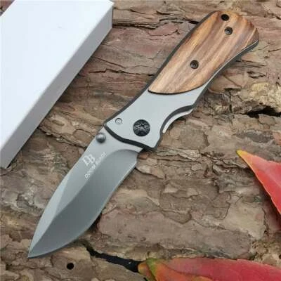 Cuchillo plegable portátil mango de madera táctico rescate supervivencia camping exterior Foto 1 de 4