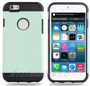 for iPhone 6 4.7 inch phone dual layer black light green hybrid soft hard case - Picture 1 of 3