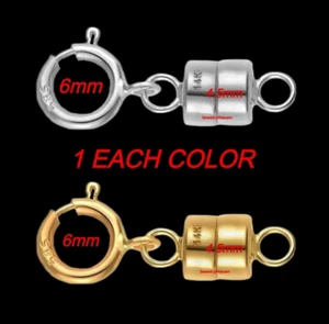 1 each 6mm SPRING RING 14k 4.5mm MAGNETIC CLASP WHITE YELLOW Gold 1/2" Extender - Picture 1 of 10