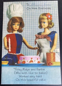 Tarjeta de felicitación de cumpleaños Barbie & Midge American Greetings usada de colección 1965 - Imagen 1 de 6