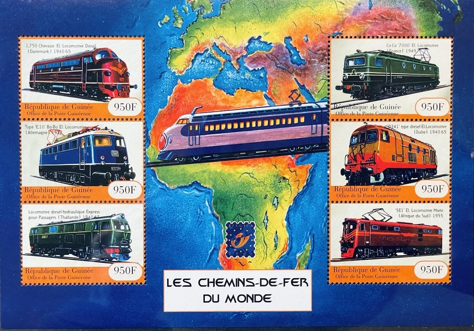 GUINEA RAILWAYS OF THE WORLD TRAINS STAMPS 2001 MNH RAILROAD DIESEL LOCOMOTIVE 1 - Image 1 of 1