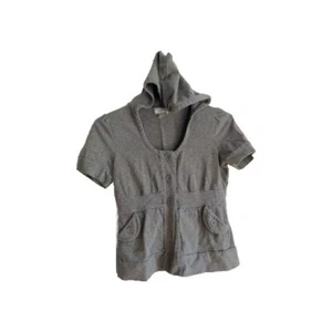 ANN TAYLOR LOFT Women’s Size L Large Cardigan Sweater Short Sleeve Gray Cotton - Picture 1 of 13