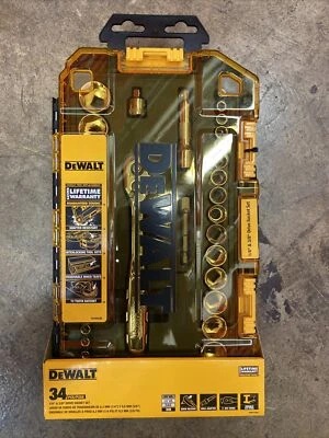 DEWALT DWMT73804 34 Piece 1/4" & 3/8" Drive Socket Set - Image 1 of 3