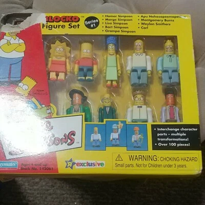Juego de 9 figuras Playmates BLOCKO Simpson serie 1 Toys R Us exclusivo nuevo en caja de colección 2002 Foto 1 de 4