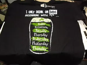 "I Only Drink on Days Beginning with T" T-Shirt Large Black St Patrick's Day🍀 - Picture 1 of 1