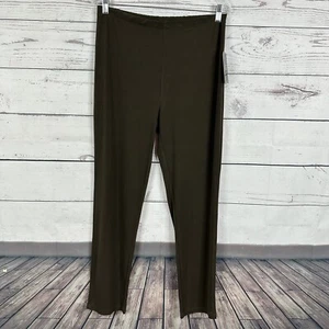 Clara Sun Woo Pants Womens Medium Brown Pull On Straight Leg Career Stretch NWT - Picture 1 of 13
