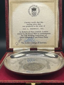 Sterling Silver Jubilee Dish & Coin - Queen Elizabeth II and Prince Philip - Picture 1 of 9