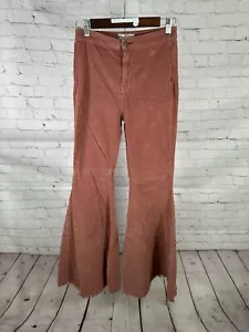 Free People Corduroy Dark Pink Bell Bottoms Raw Hem Flare Boho 26 (26 x 33) - Picture 1 of 10