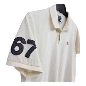 Polo Jeans Co Mens Shirt Y2K MFG XL Short Sleeve Number Beige 90s Vintage - Picture 1 of 11