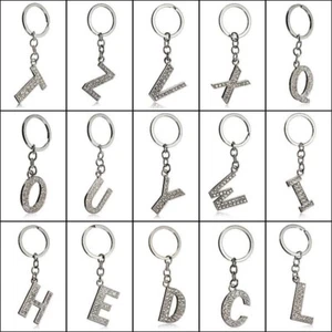 Keyring A-Z Shinny Letter Initial Alphabet Bling Name Crystal Chain Gift - Picture 1 of 27