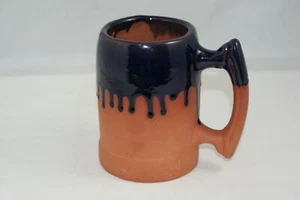 Terracotta schwarzer Tropf vollglasierter Innenraum 20 Unzen Bierstein groß 5,5" hoher Becher - Bild 1 von 5