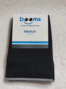 BOOMS 20-30mmHg KNEE HIGH CLOSED TOE BLACK COMPRESSION SOCKS MEDIUM UNISEX - Picture 1 of 4