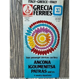 Brochure Traghetti Grecia 1980 Vintage Ancona Igoumenitsa Patrasso Italia-Grecia - Foto 1 di 6