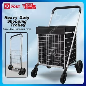 Heavy Duty Extra Large Shopping Trolley Cart Foldable Utility Cart With Brake - Picture 1 of 5
