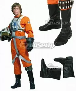 Starwars Luke Skywalker X-Wing Pilot Fighter schwarz Schuhe Cosplay Stiefel - Bild 1 von 7